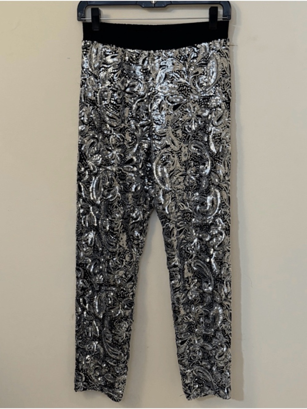 NWT Anthropologie Porridge Pascaline Crisp Silver Sequined Fully Lined Pants